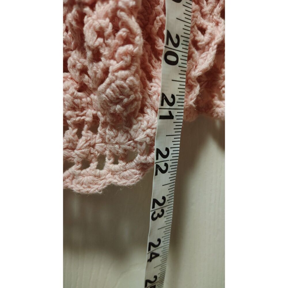 Denim 24/7 Large Pink Crochet Knit Short Sleeve Cardigan - Picture 4 of 5